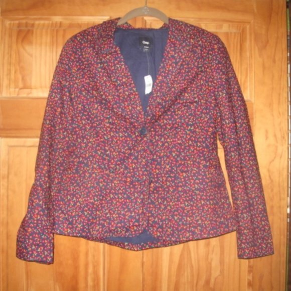 Gap Red and Orange Flower Pattern Two Button Blazer - Picture 1 of 2